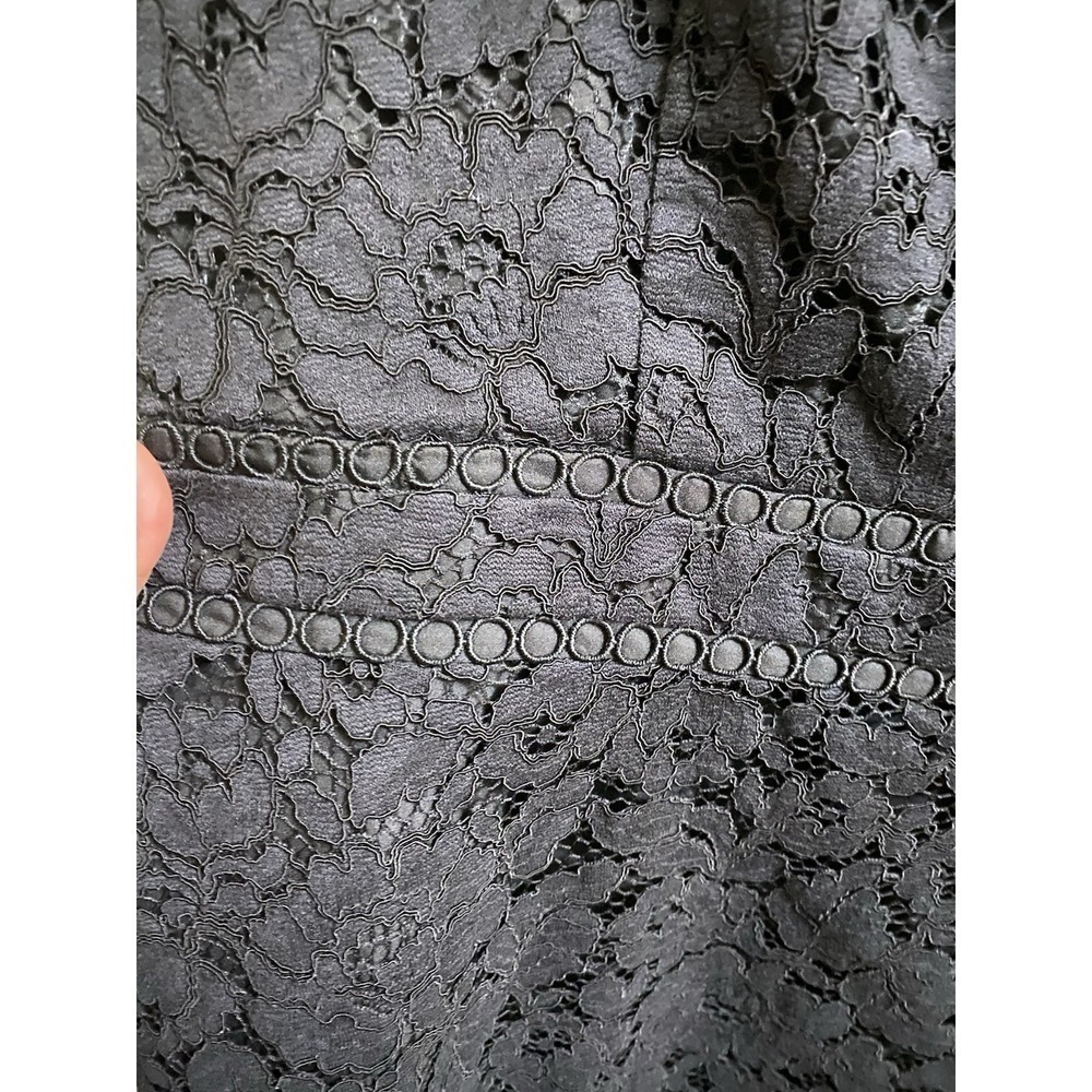 Loft Womens Little Black Dress Sz 14 Lace Fit & Flare Sleeveless Cocktail Party - Picture 3 of 9